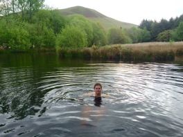 Swimming in the lake. 